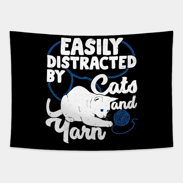 Easily Distracted By Cats And Yarn Tapestry by Dolde08