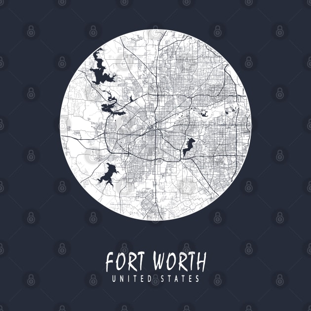 Fort Worth, USA City Map - Full Moon by deMAP Studio