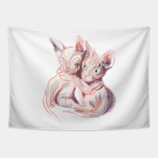 Two sphynx cats, cat lover gift Tapestry