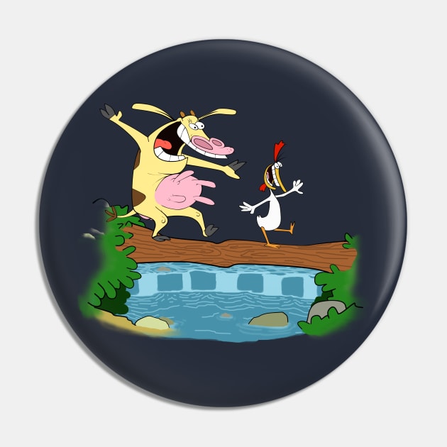 Cow and Chicken Pin by ChePanArt