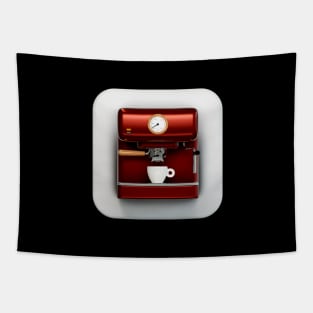 Vintage Espresso Machine Icon with Coffee Cup Tapestry
