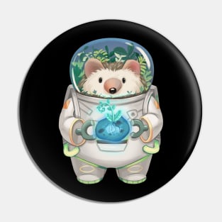 Solarpunk Astronaut Hedgehog Pin