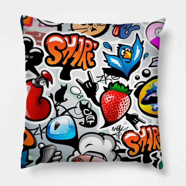 GRAFFITI FUN 3 Pillow by MARK ASHKENAZI