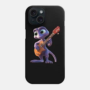 An Alien Cartoon Creature Playing The Guitar Phone Case