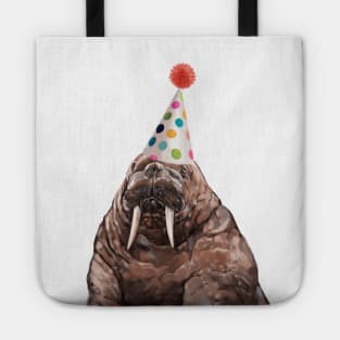 Moody Walrus with Party Hat Tote