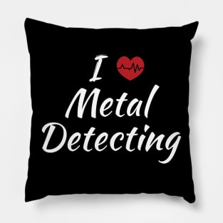 I Love Metal Detecting Cute Red Heart / Heartbeat Pillow