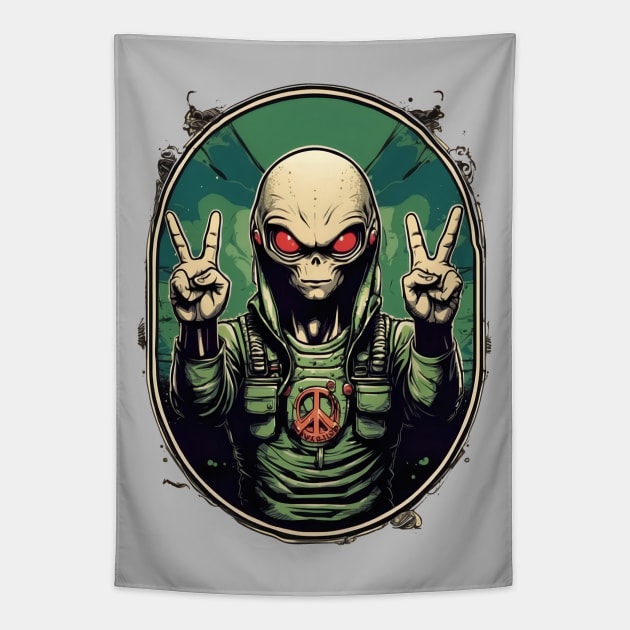 We Come In Peace Tapestry by VivaLaRetro