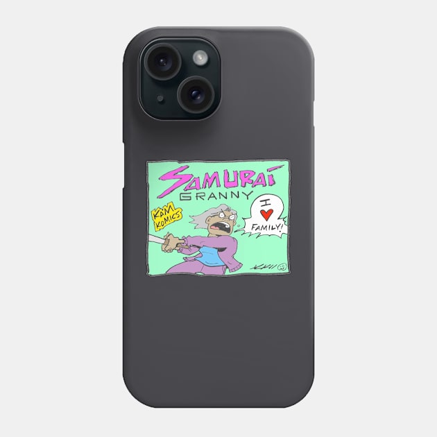 Kam Komics_SamuraiGranny_tshirt Phone Case by Kam Komics 