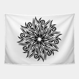 Sun Design Black White Art Tapestry