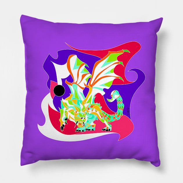 manticore ecopop in mexican colors art Pillow by jorge_lebeau