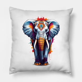 Colourful Elephant Art Pillow