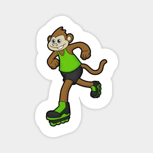Monkey as Skater with Inline skates Magnet