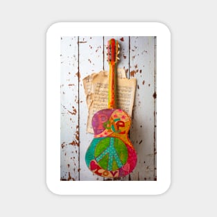 Love Peace Guitar Hanging On Wall Magnet