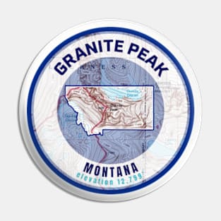 Montana Mountain Map - Granite Peak Pin