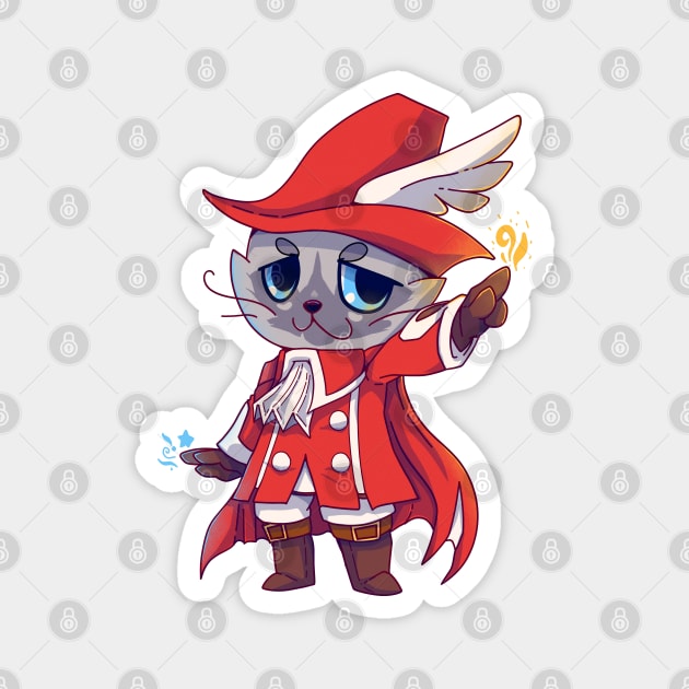 Red mage Fantasy Cat Magnet by TechraNova