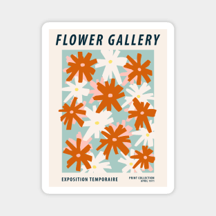 Flower gallery, Retro 70s, Flower market, Abstract art, Exhibition print, Mid century modern Magnet