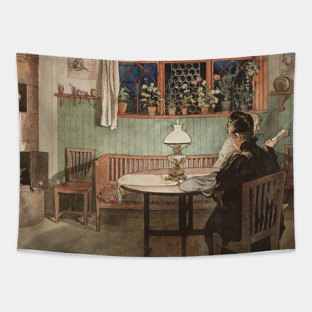 When the Children have Gone to Bed. From A Home by Carl Larsson Tapestry by Classic Art Stall