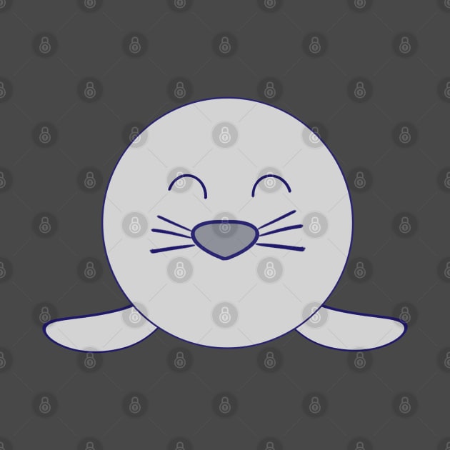 Kawaii Happy Grey Smiling Baby Seal by vystudio