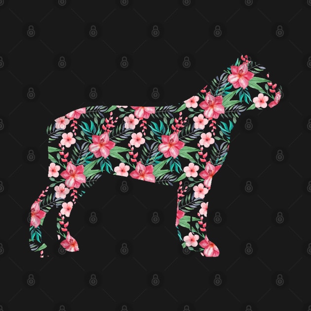 Floral Pitbull design. Perfect present for mother dad friend him or her by SerenityByAlex