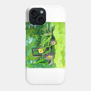 Artistic illustration of a “green” backhoe tractor with front loader Phone Case