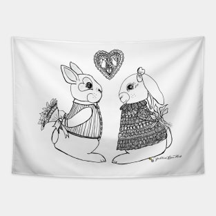 Furever Together - Two love struck bunny rabbits Tapestry