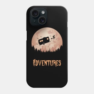Witch Adventure With Broomstick And Campervan. Phone Case