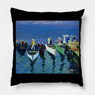 Holiday on the Hudson, People & Rowboats on a Summer's Day 1912 George Luks Pillow