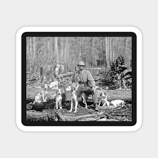 Hunter with his Hounds, 1897. Vintage Photo Magnet