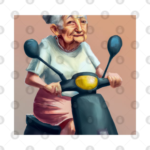 Little Old Lady on a Motor Scooter by JohnCorney