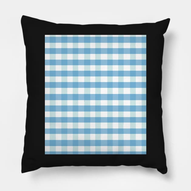 plaid checked pattern vichy tartan sky blue Pillow by maoudraw