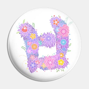 "ㅂ" Floral Letter Hangeul Pin