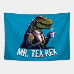 Tyrannosaurus Rex Tea-Rex Pun Funny Cartoon Style Tapestry