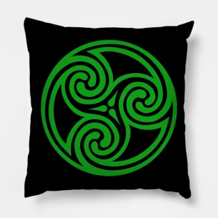 Green Celtic Triple Spiral Pillow