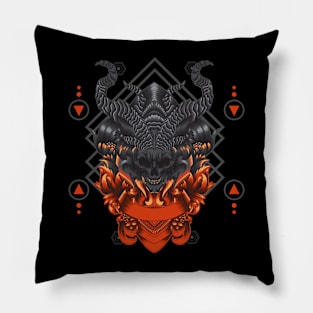 Skull with ornament art Pillow