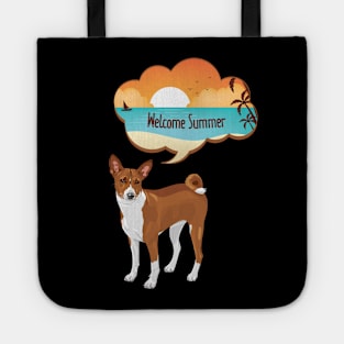 Basenji Dog with Welcome Summer Beach Sunset Bubble Tote