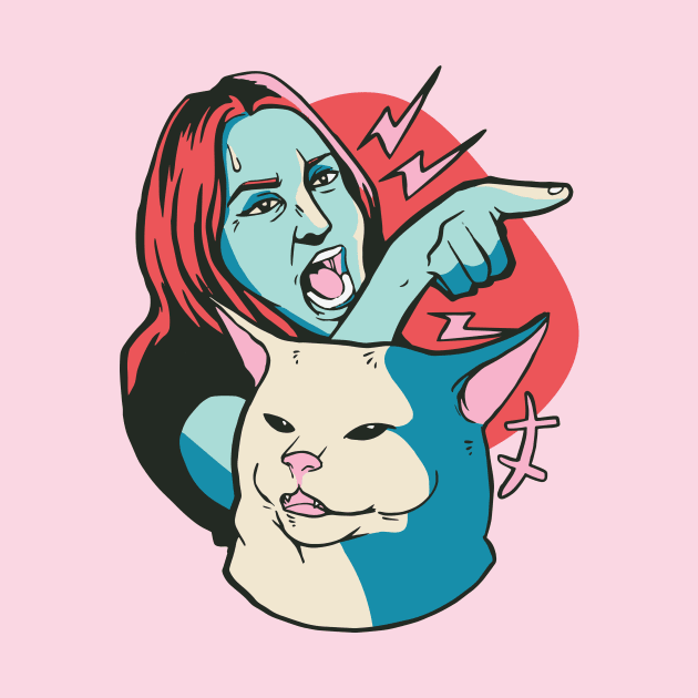 Funny Woman Yelling at Cat Meme Illustration by SLAG_Creative