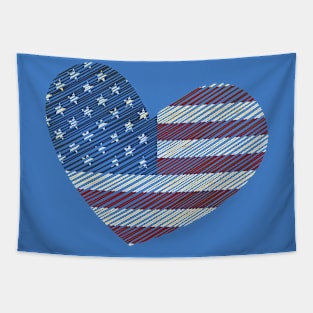 USA Heart Flag Patriotic 4th Of July American Pride Tapestry