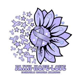 Eosinophilic Disorders Awareness - Faith love hope sunflower ribbon T-Shirt