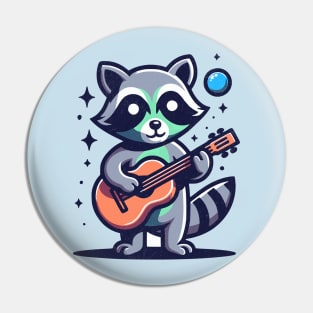 Raccoon Guitarist - Cute Funny Kawaii Pin