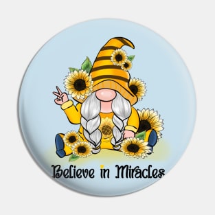 Sunflower Gnome - Believe In Miracles Pin