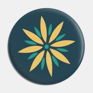 Flower 2, Minimalist Abstract Floral in Yellow Ochre, Green and Charcoal Pin