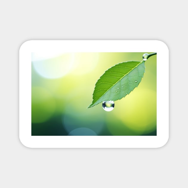 Leaf Water Drop Nature Serene Tranquil Magnet by Cubebox