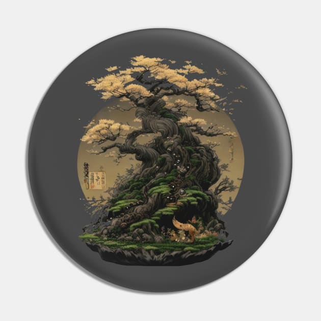 Japanese Moon Tree of Life Pin by HideTheInsanity