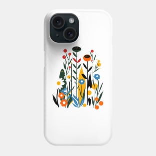 Mid century flowers field Phone Case