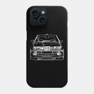 White E30 Car Sketch Art Phone Case