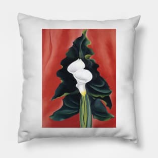 Calla Lilies on Red - georgia okeeffe Pillow