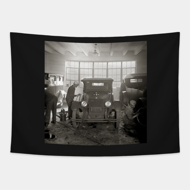 Auto Body Shop, 1926. Vintage Photo Tapestry by historyphoto