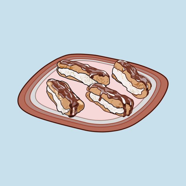 Chocolate eclair cartoon illustration by Miss Cartoon