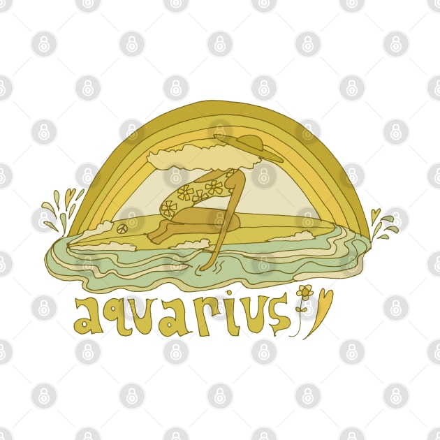 aquarius surfy zodiac // retro surf art by surfy birdy by surfybirdy