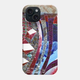 red city map in ecopop pattern landscape art Phone Case